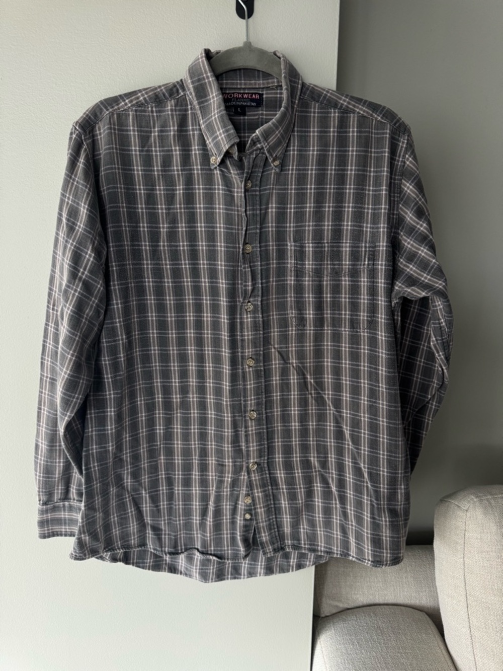 Gray Plaid Button-Down Shirt - Classic Men's Casual